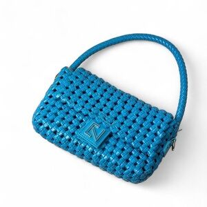 Expressions NYC Blue Pleather Woven Crossbody Bag NWT